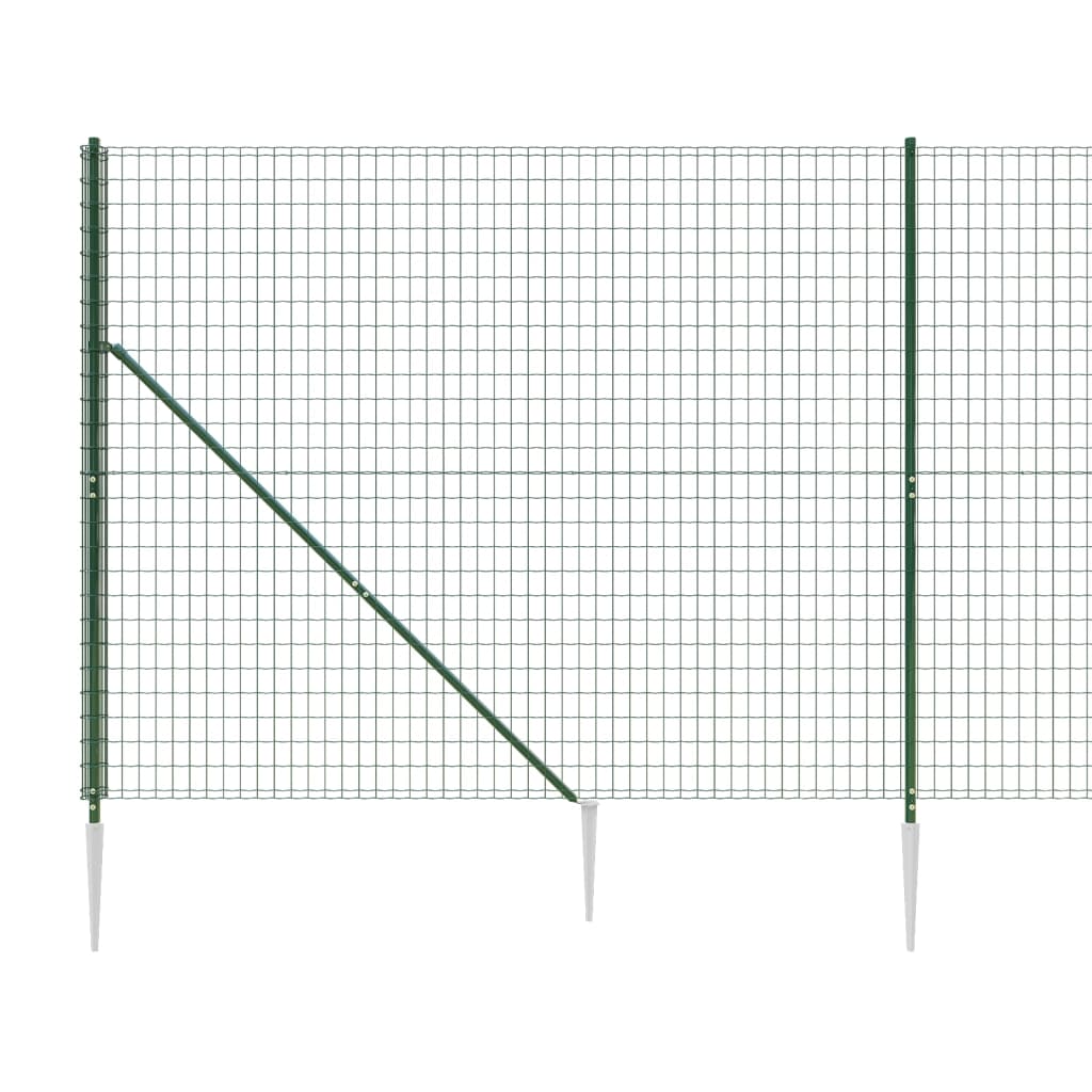 Clôture en treillis métallique et piquet d'ancrage vert 1,4x10m