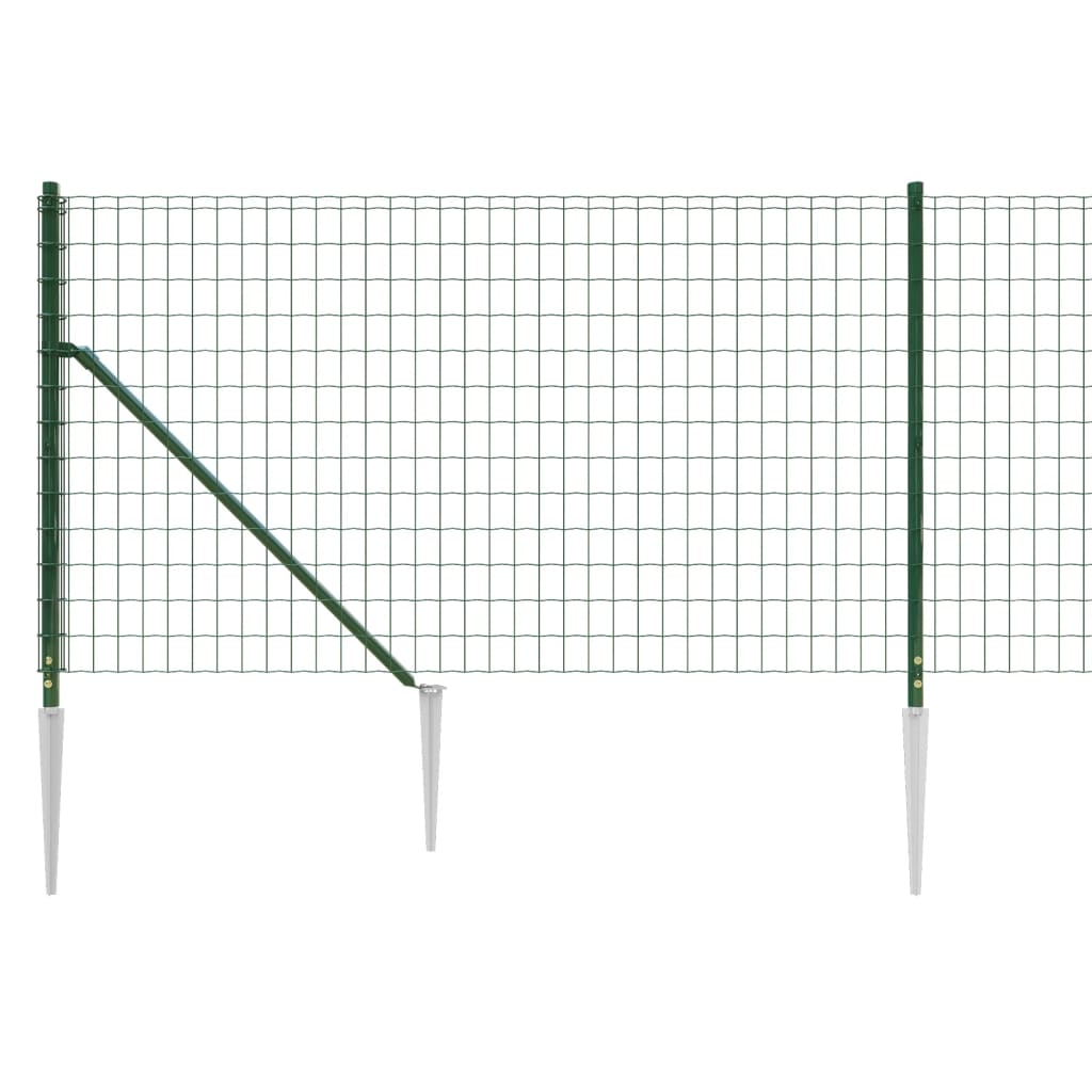 Wire mesh fence and green anchor stake 0.8x25m