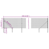 Wire mesh fence and green anchor stake 0.8x25m