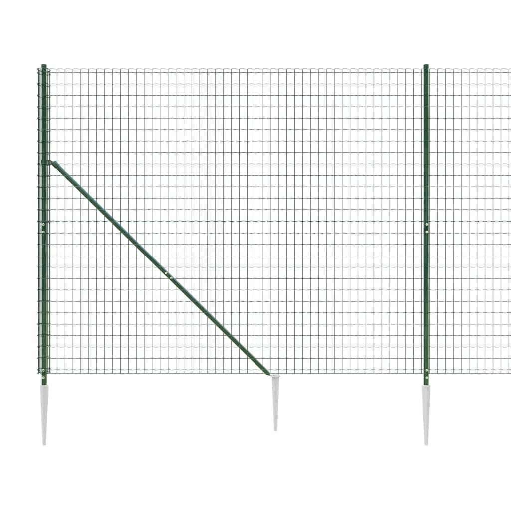 Metallgitterzaun und grüner Ankerpfosten 1,6x25m