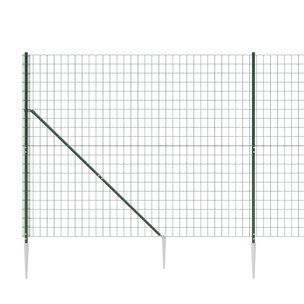 Clôture en treillis métallique et piquet d'ancrage vert 2x10m