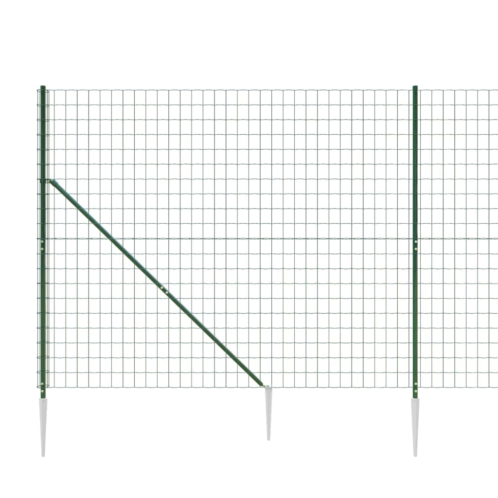 Clôture en treillis métallique et piquet d'ancrage vert 1,4x25m