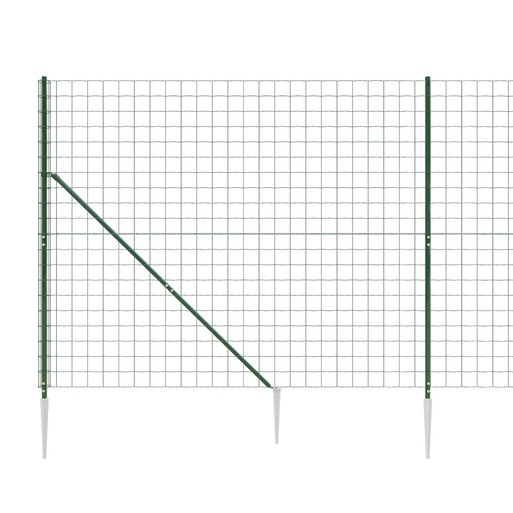 Clôture en treillis métallique et piquet d'ancrage vert 1,4x10m