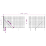 Metallgitterzaun und grüner Ankerpfosten 2,2x10m