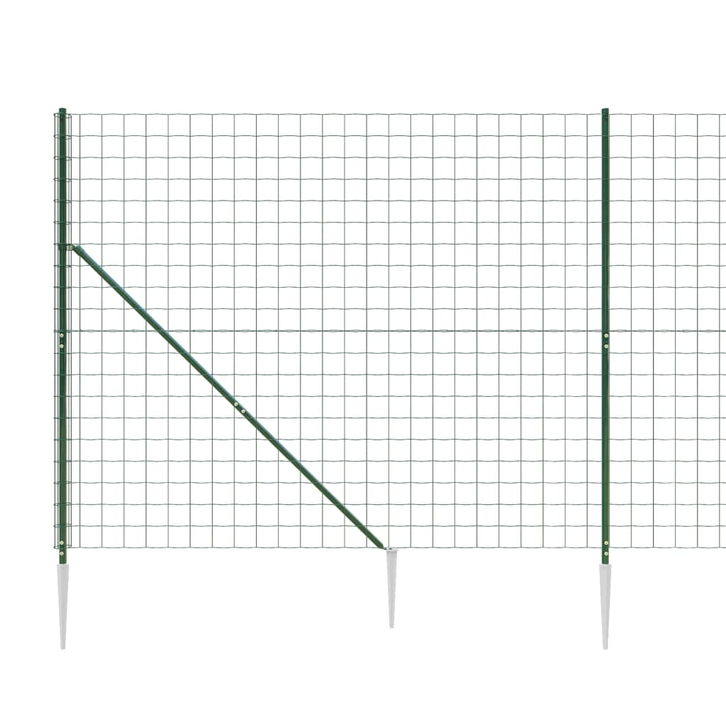 Clôture en treillis métallique et piquet d'ancrage vert 1,6x25m