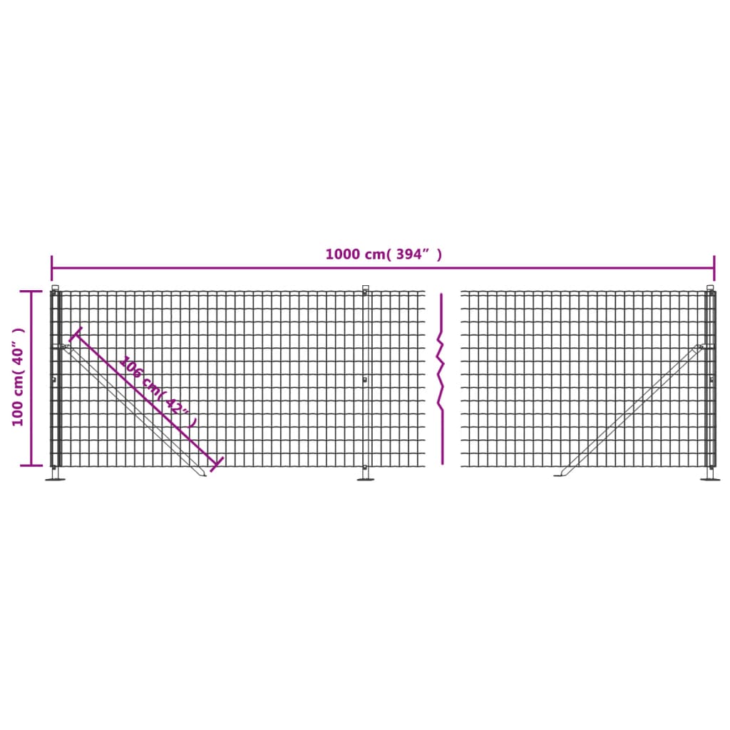 Wire mesh fence with green flange 1x10 m