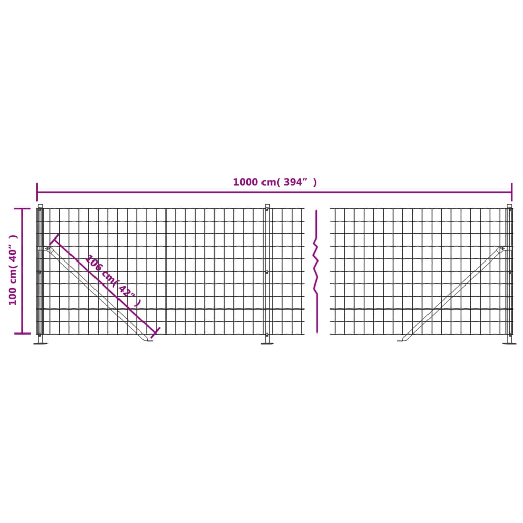 Wire mesh fence with green flange 1x10 m