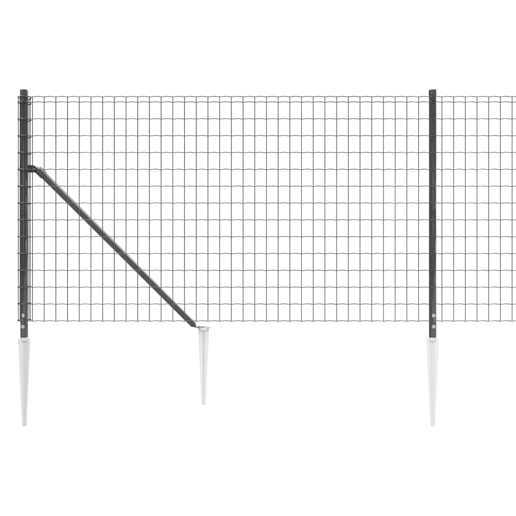 Clôture en treillis métallique et ancrage anthracite 0,8x10 m