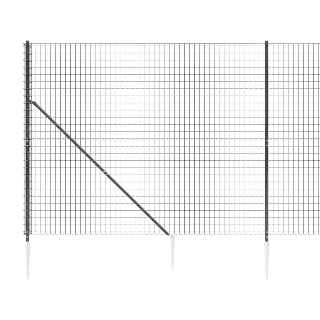 Clôture en treillis métallique et ancrage anthracite 1,4x10 m