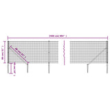 Clôture en treillis métallique et ancrage anthracite 0,8x25 m