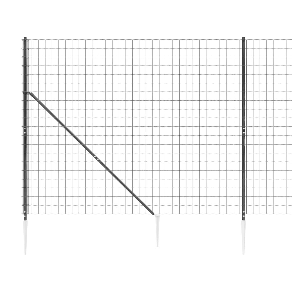 Clôture en treillis métallique et ancrage anthracite 1,4x10 m