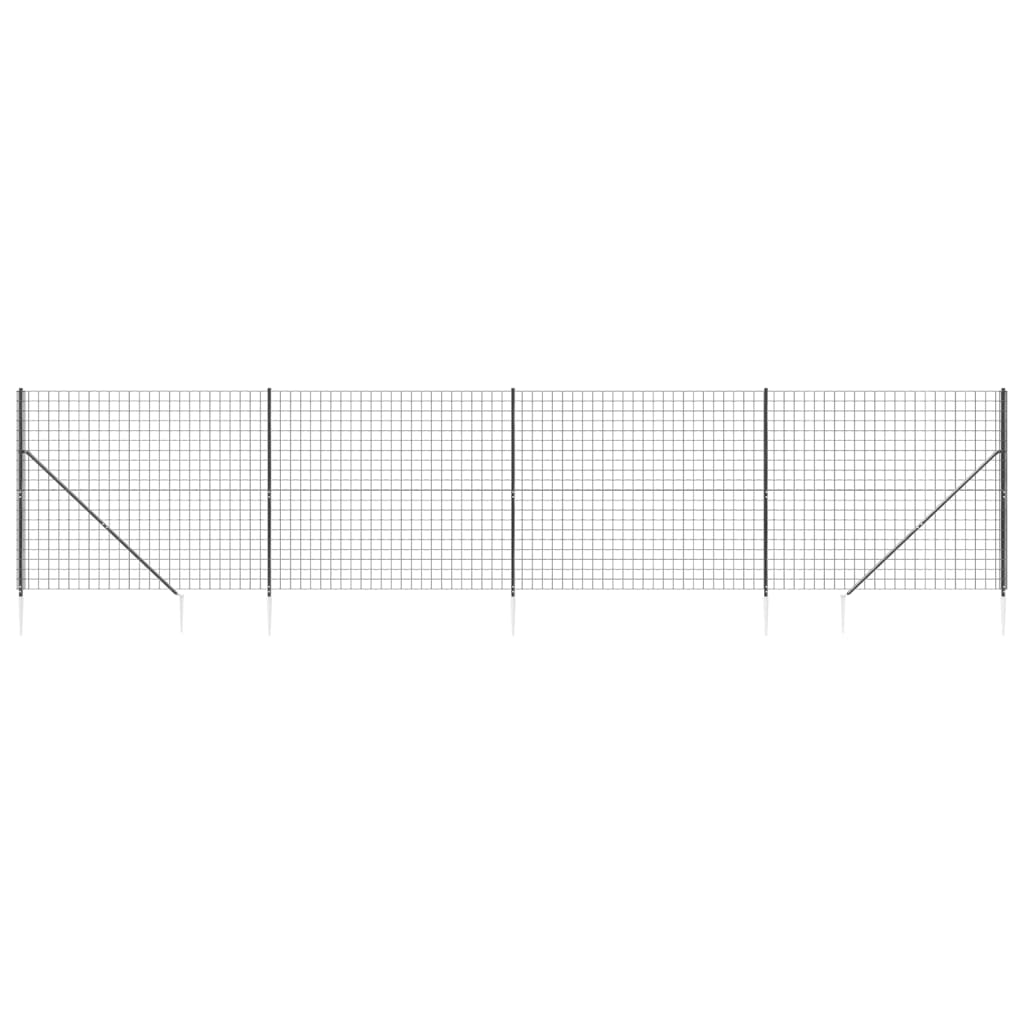 Clôture en treillis métallique et ancrage anthracite 1,4x10 m