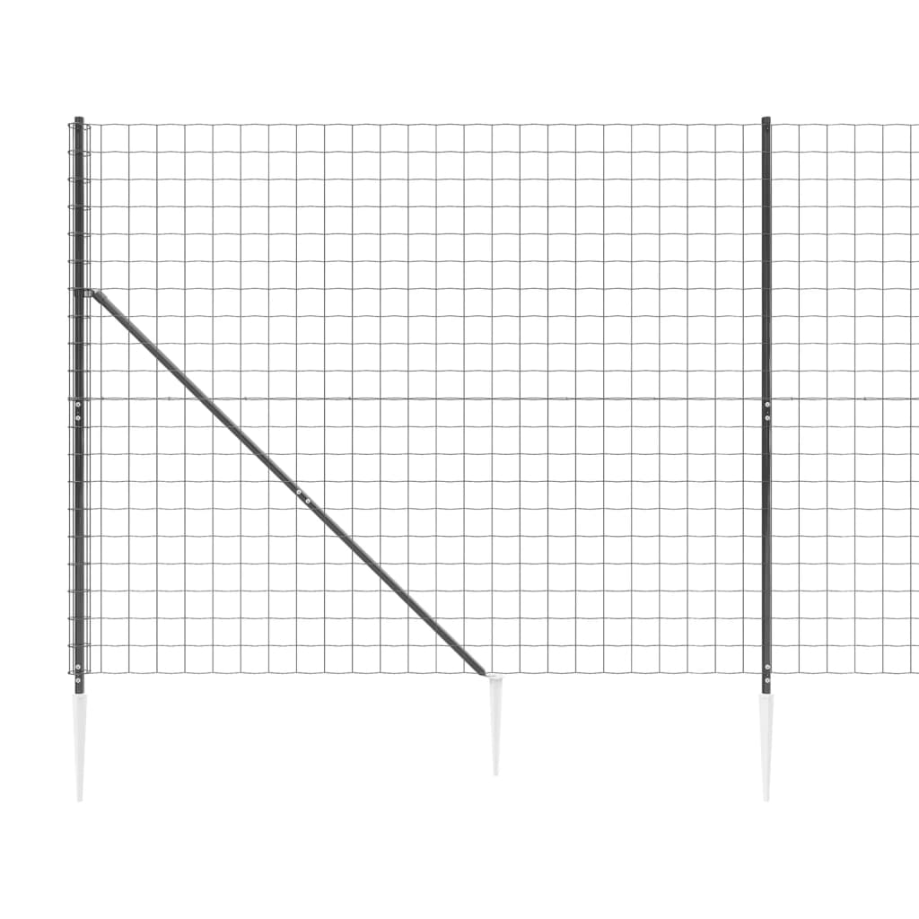 Clôture en treillis métallique et ancrage anthracite 1,4x10 m