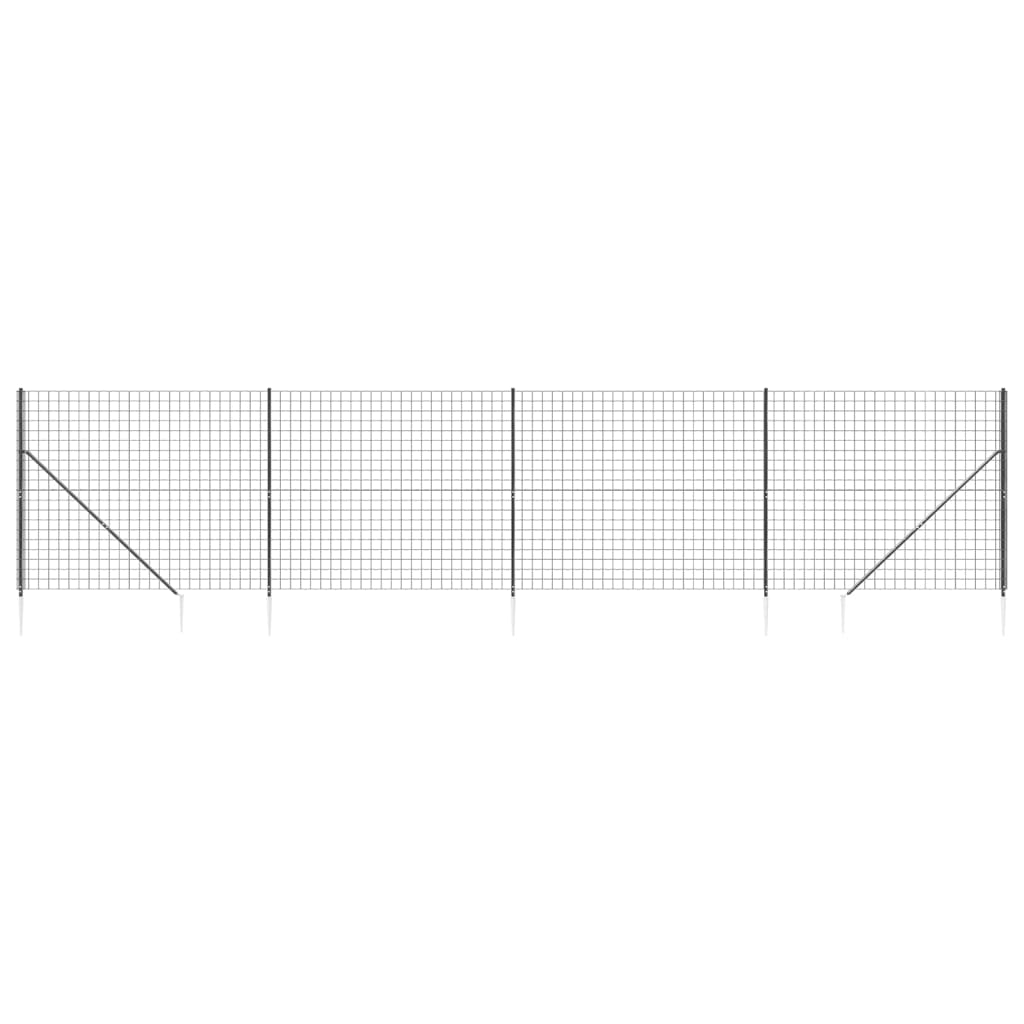 Clôture en treillis métallique et ancrage anthracite 1,6x10 m