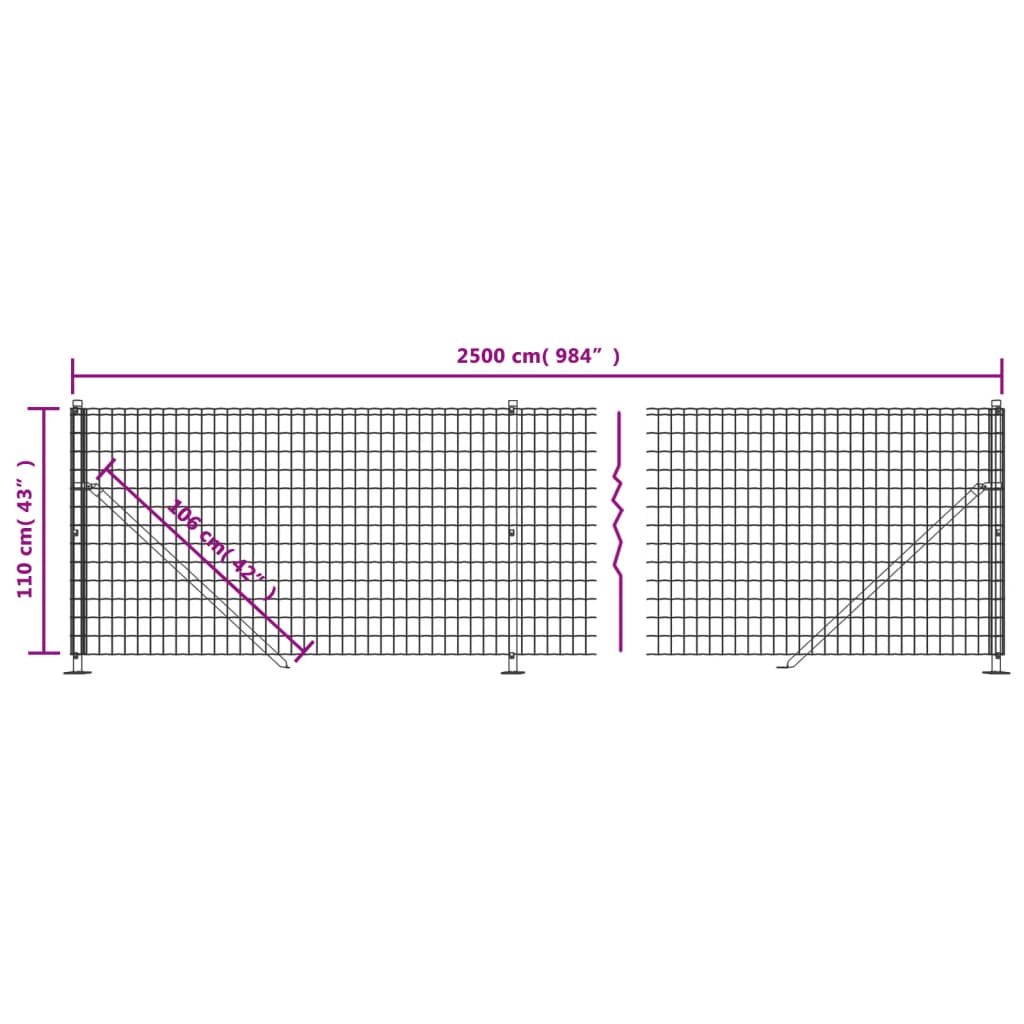 Wire mesh fence with anthracite flange 1.1x25 m