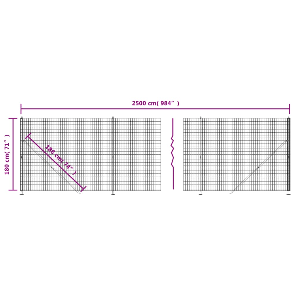 Wire mesh fence with anthracite flange 1.8x25 m