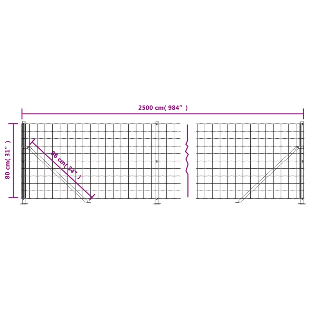 Wire mesh fence with anthracite flange 0.8x25 m