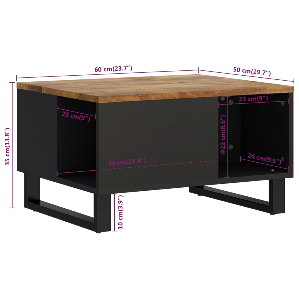 Couchtisch 60x50x35 cm aus massivem Mangoholz