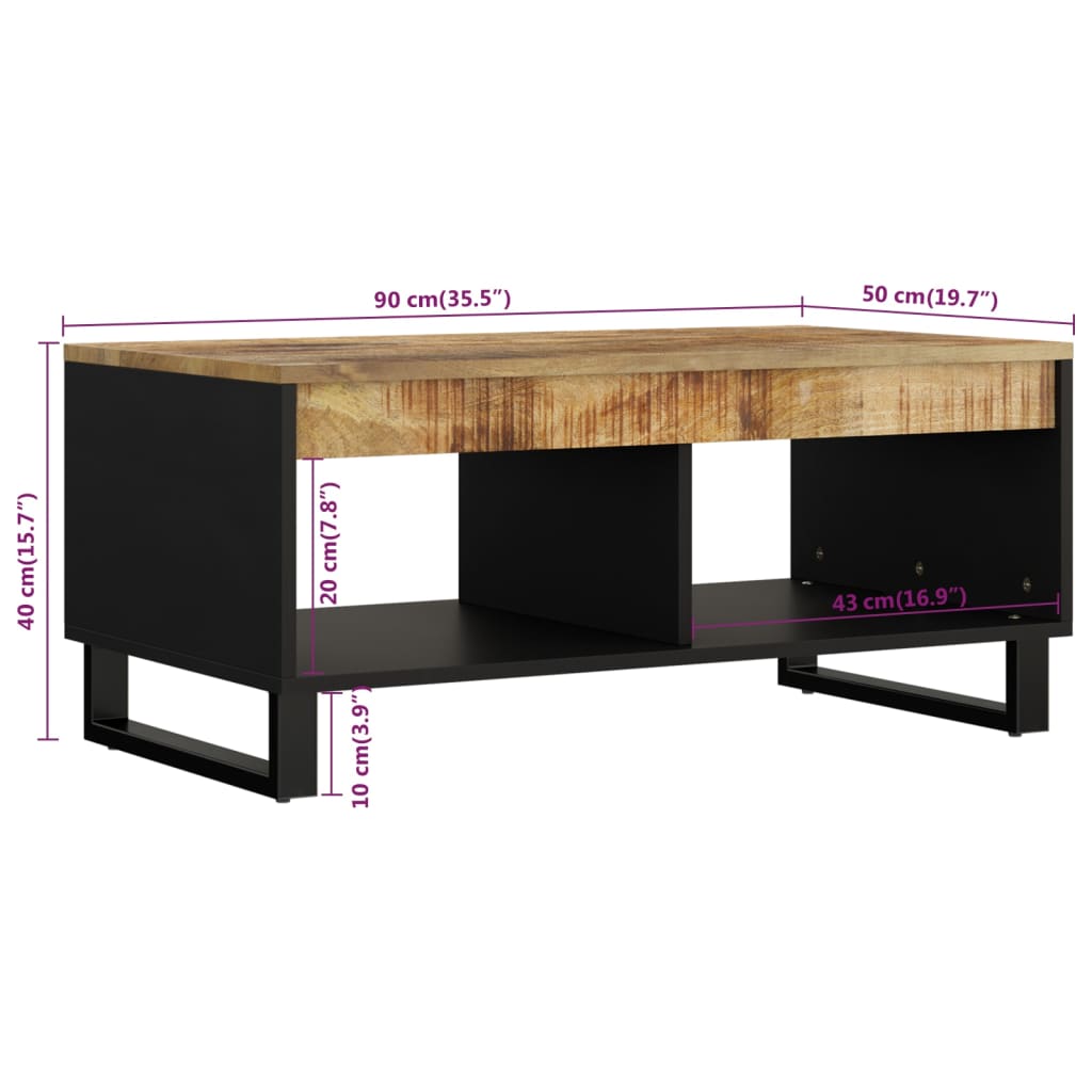 Couchtisch 90x50x40 cm aus massivem Mangoholz