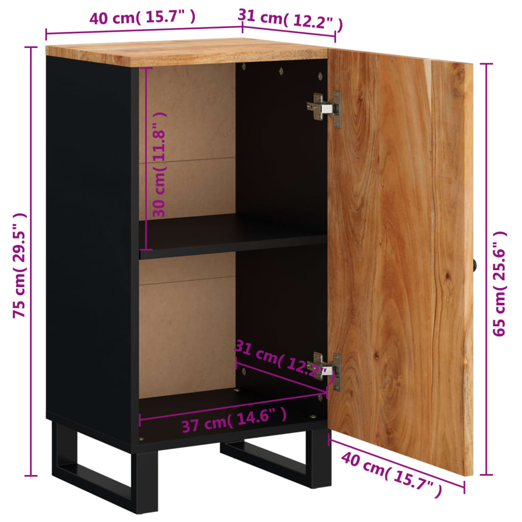 Buffet avec porte 40x31x75 cm bois massif d'acacia