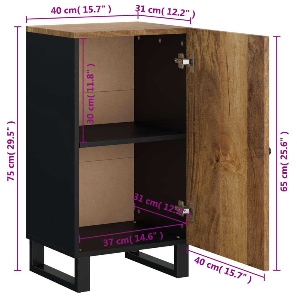 Buffet avec porte 40x31x75 cm bois massif de manguier