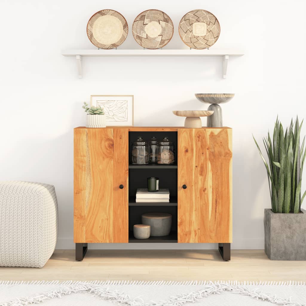 Buffet avec 2 portes 90x33x75 cm bois massif d'acacia