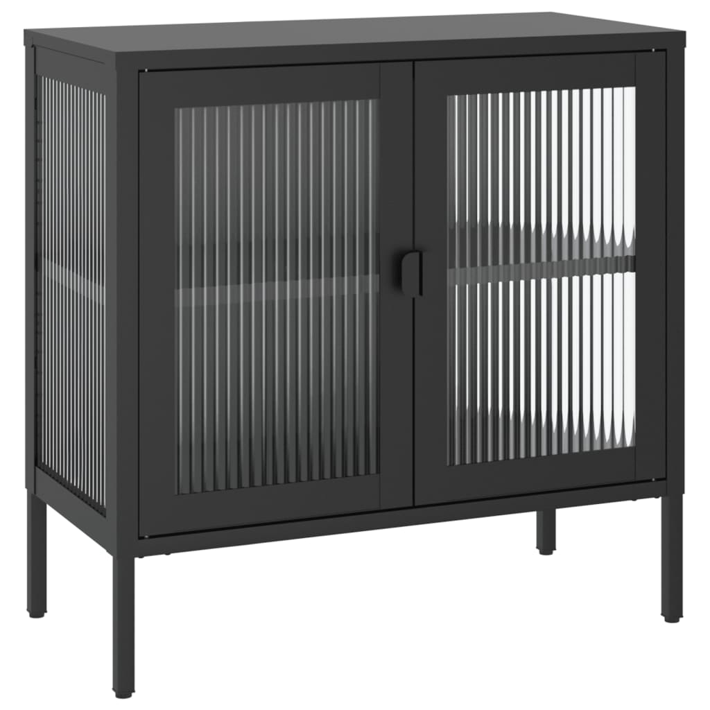 Schwarzes Sideboard 70x35x70 cm aus Glas und Stahl