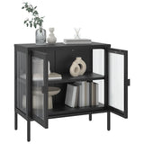 Schwarzes Sideboard 70x35x70 cm aus Glas und Stahl