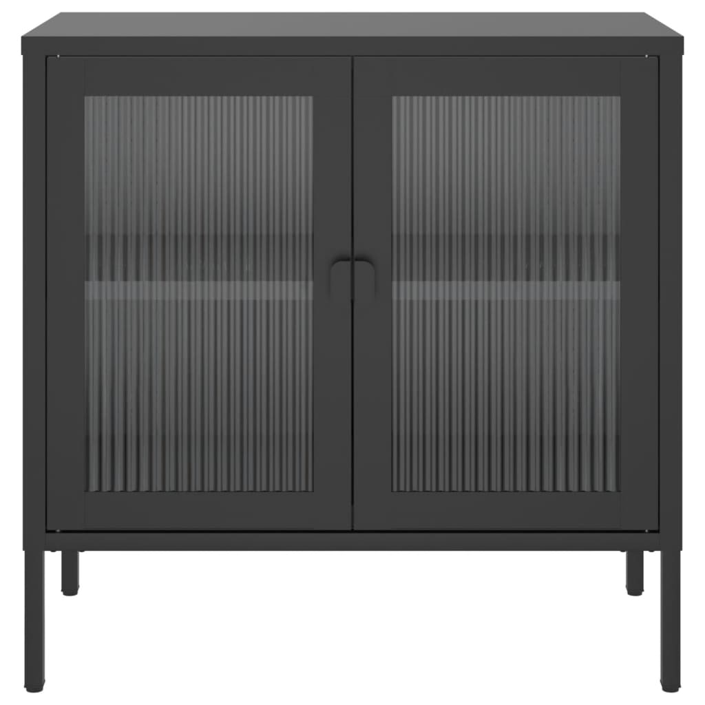 Schwarzes Sideboard 70x35x70 cm aus Glas und Stahl