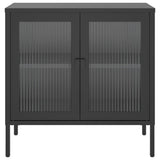 Schwarzes Sideboard 70x35x70 cm aus Glas und Stahl