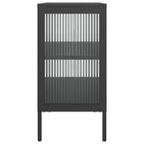 Schwarzes Sideboard 70x35x70 cm aus Glas und Stahl