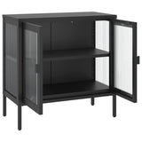 Schwarzes Sideboard 70x35x70 cm aus Glas und Stahl