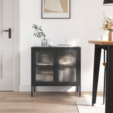 Schwarzes Sideboard 70x35x70 cm aus Glas und Stahl