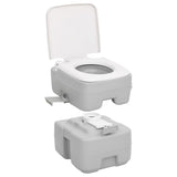 Toilette de camping portable gris et blanc 20+10 L PEHD