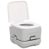 Toilette de camping portable gris et blanc 10+10 L PEHD