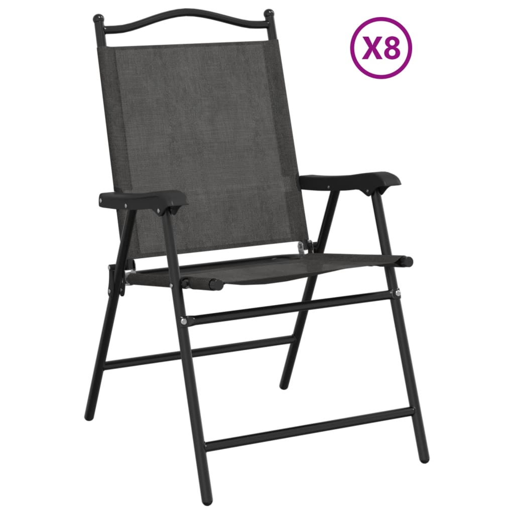 Chaises de jardin pliables lot de 8 en acier et textilène