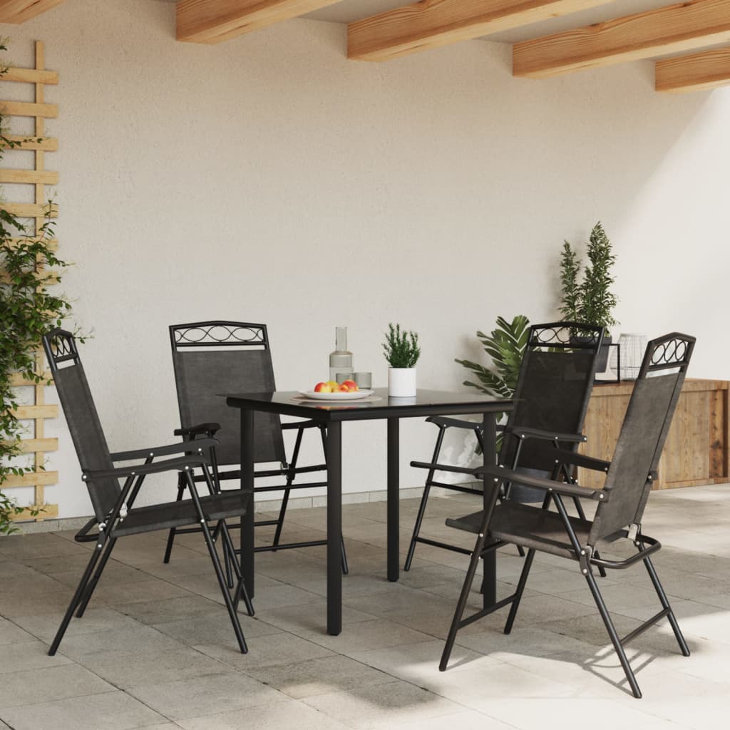 Chaises de jardin pliables lot de 4 en acier et textilène