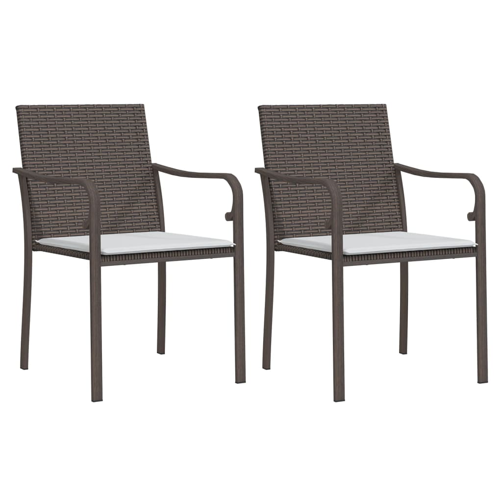 Chaises de jardin et coussins lot de 2 marron 56x59x84 cm rotin