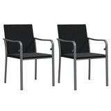 Gartenstühle mit Kissen 2er-Set schwarz 56x59x84 cm Rattan