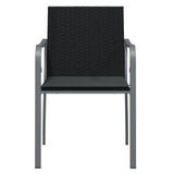 Gartenstühle mit Kissen 2er-Set schwarz 56x59x84 cm Rattan