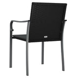 Gartenstühle mit Kissen 2er-Set schwarz 56x59x84 cm Rattan