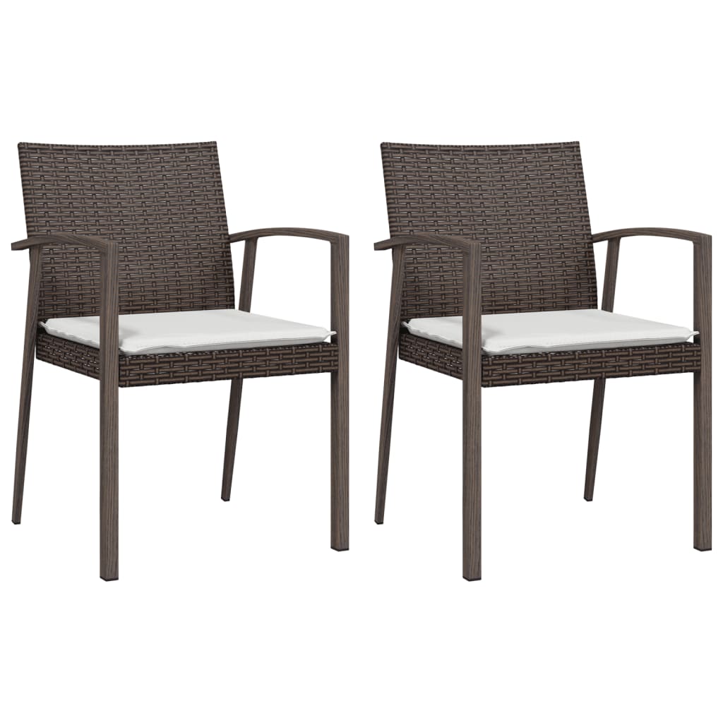 Chaises de jardin coussins lot de 2 marron 56,5x57x83 cm rotin