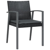 Chaises de jardin et coussins lot de 2 noir 56,5x57x83 cm rotin