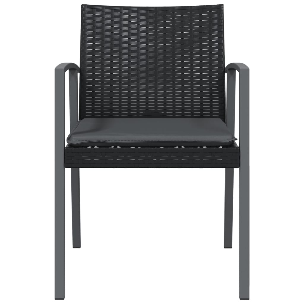 Chaises de jardin et coussins lot de 2 noir 56,5x57x83 cm rotin