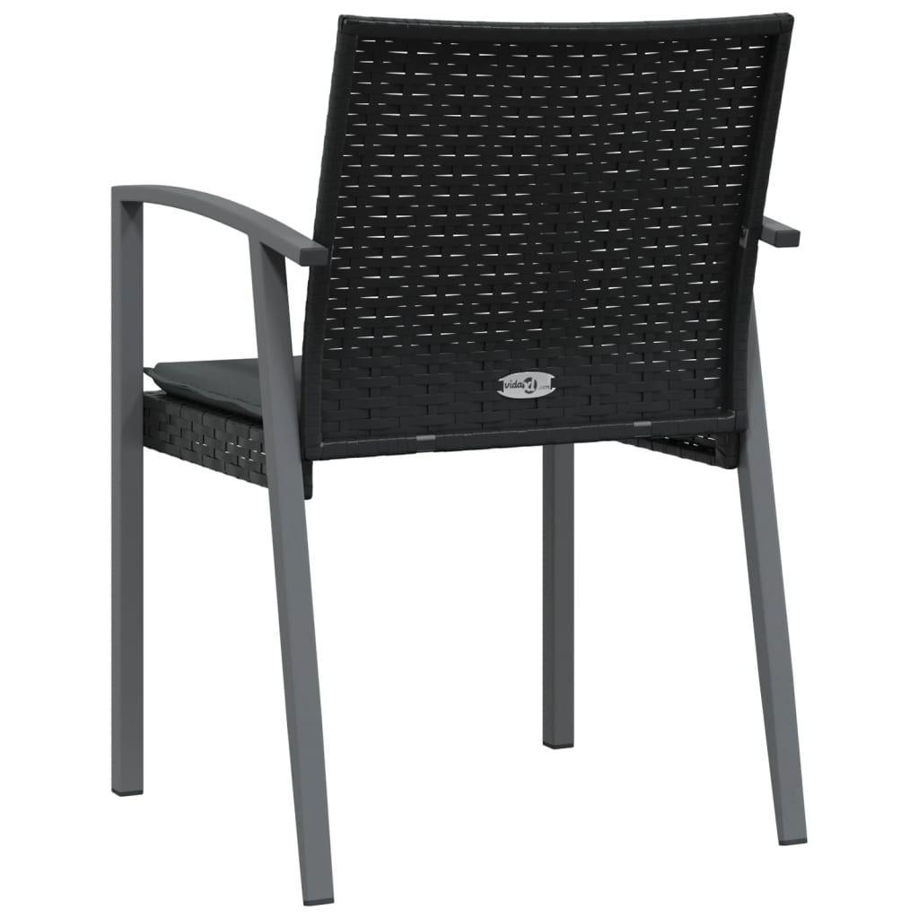 Chaises de jardin et coussins lot de 2 noir 56,5x57x83 cm rotin