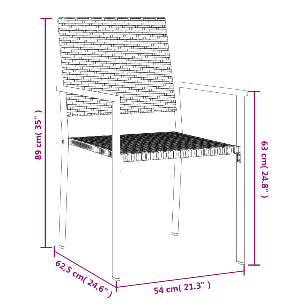 Chaises de jardin lot de 2 noir 54x62,5x89 cm résine tressée