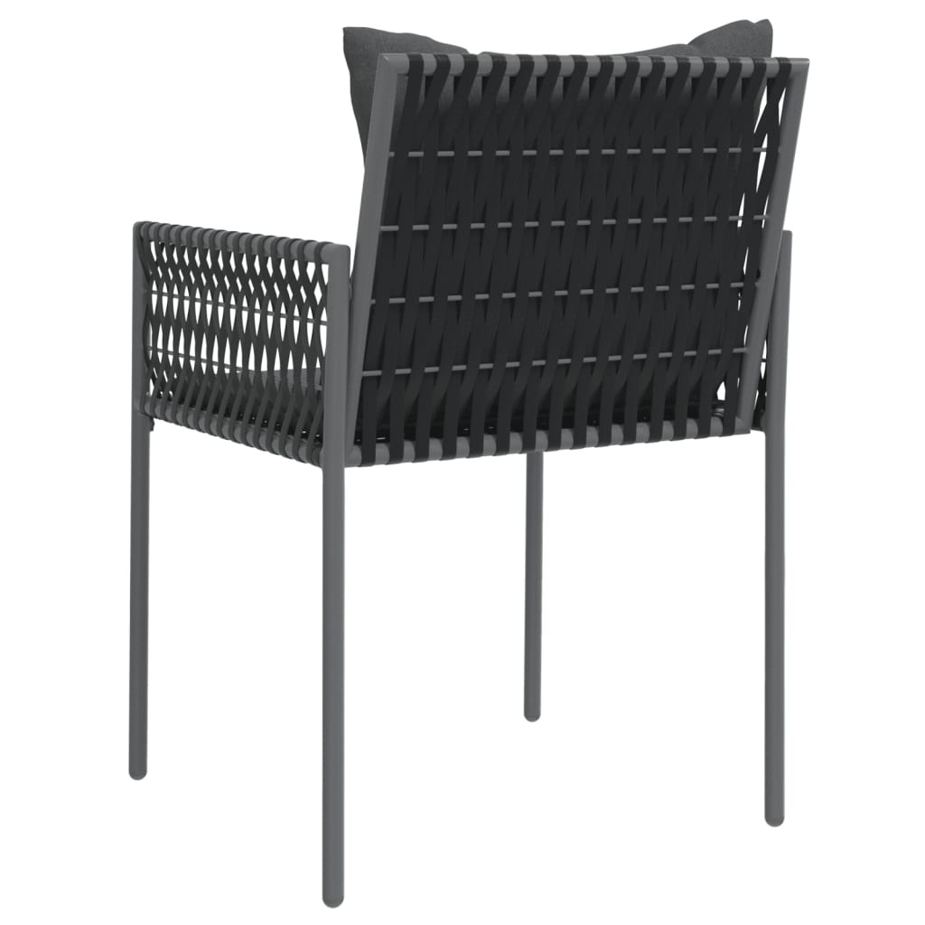 Gartenstühle mit Kissen 2er-Set schwarz 54x61x83 cm Rattan