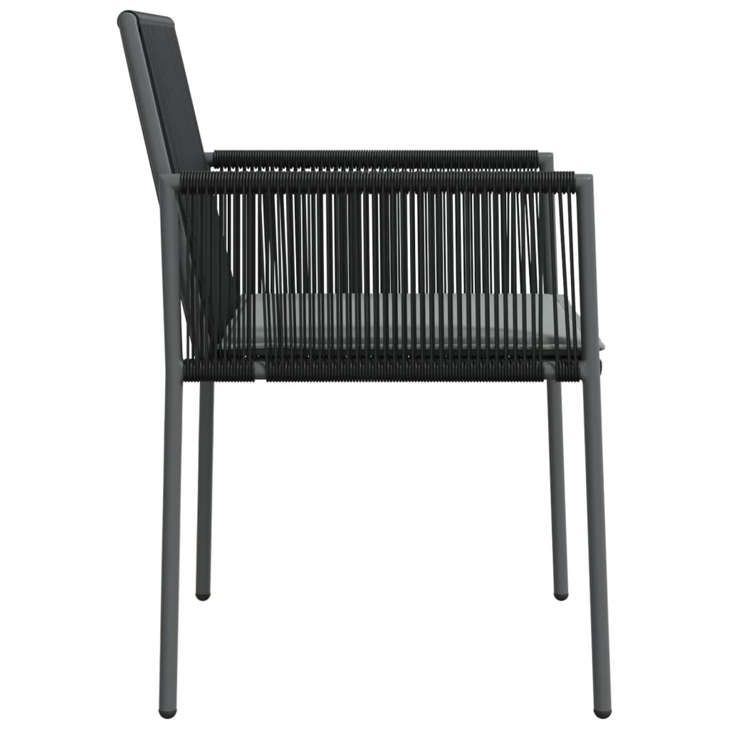 Chaises de jardin et coussins lot de 2 noir 54x60,5x83,5 cm