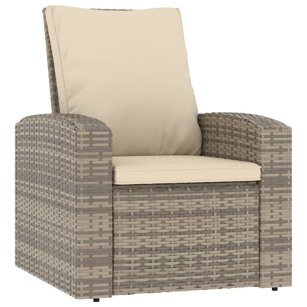 Fauteuil inclinable de jardin avec coussins marron clair rotin