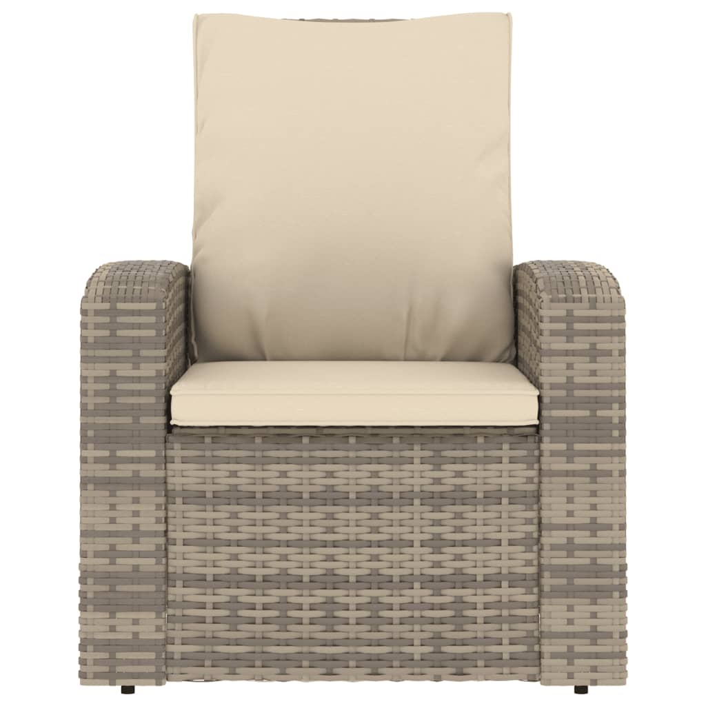 Fauteuil inclinable de jardin avec coussins marron clair rotin